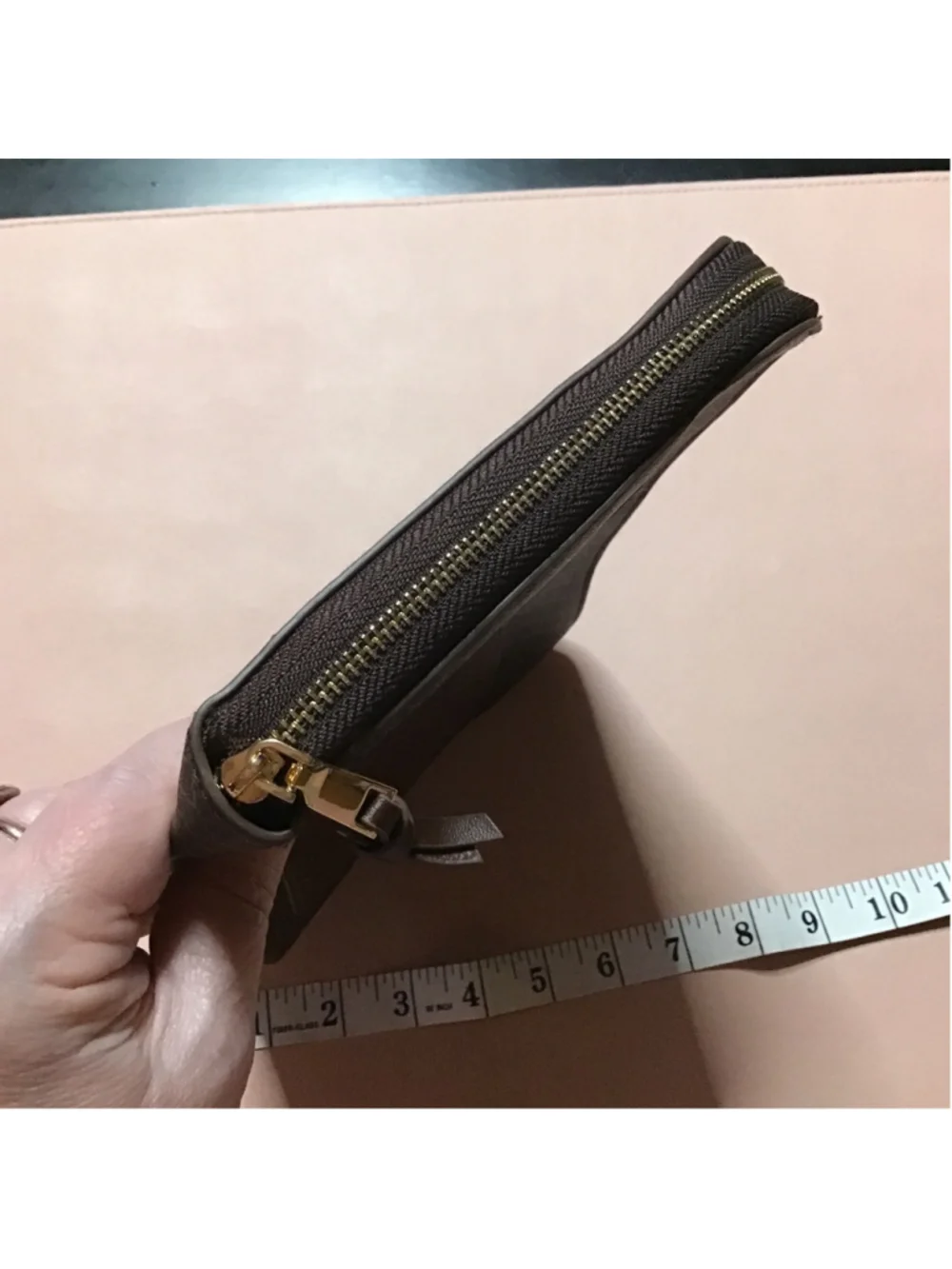 LANVIN Brown Cosmetic Bag with Gold Accents